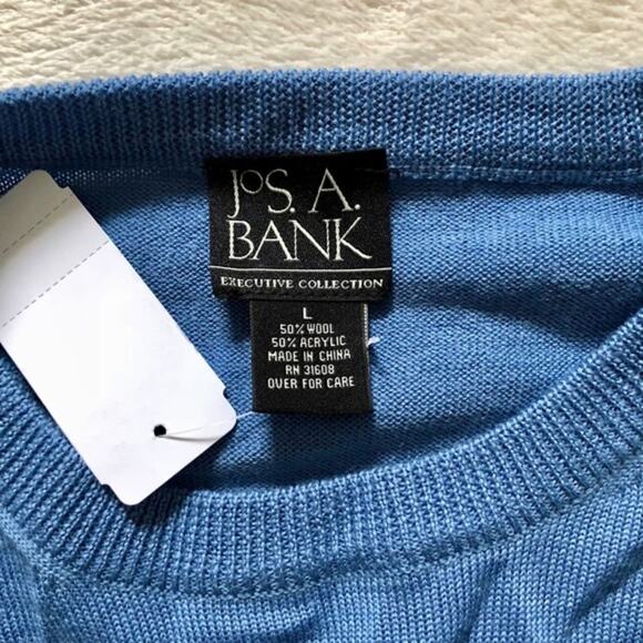 Jos A. Bank executive collection blue crewneck knit sweater | Sz L, NWT - Picture 4 of 6